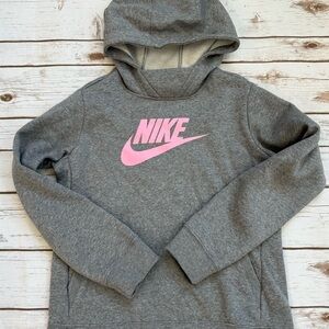 Nike Kids Hoodie in Gray with Pink Logo XL